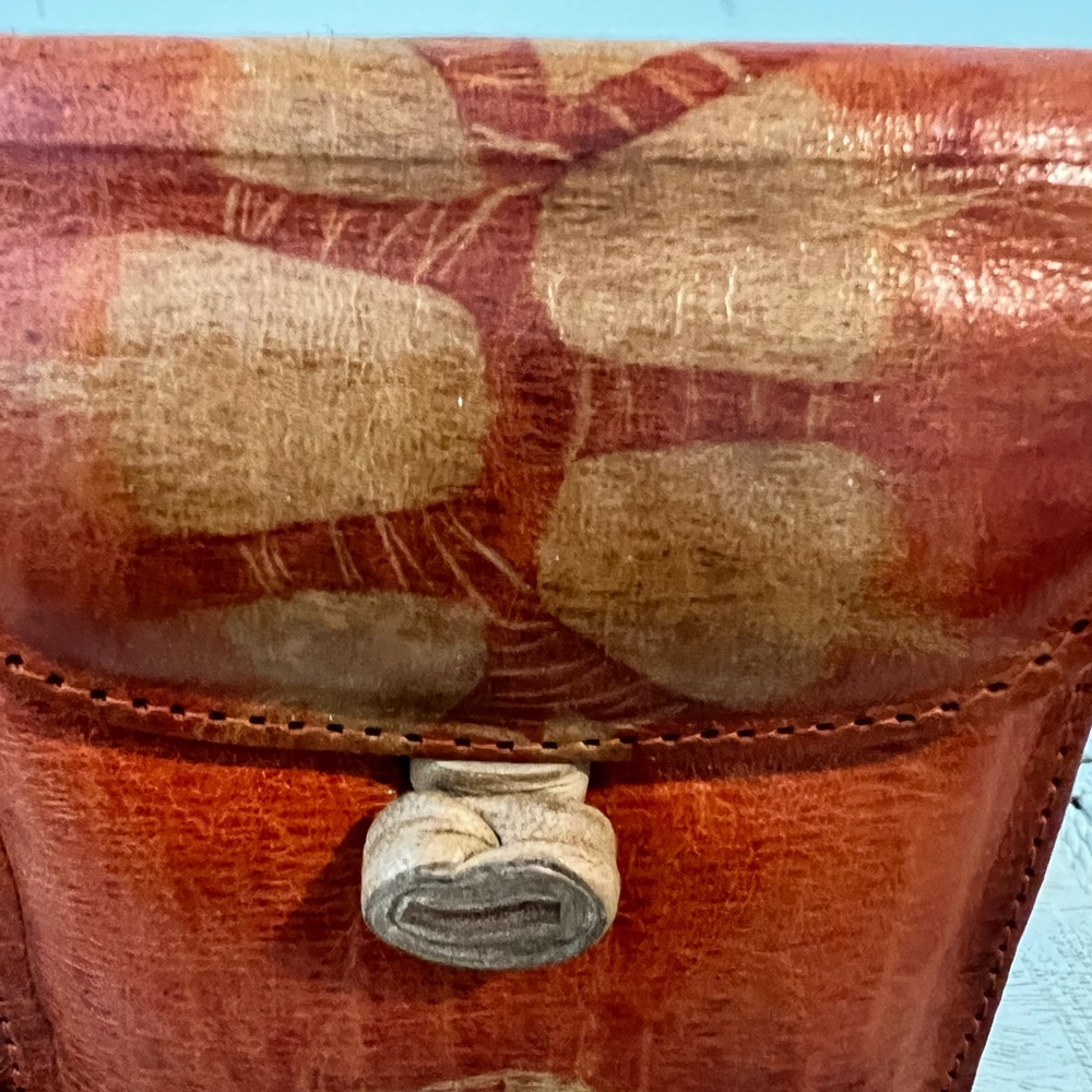 Vintage Tie Dye Stylish Tan Leather Crossbody Bag - Picture 4 of 12